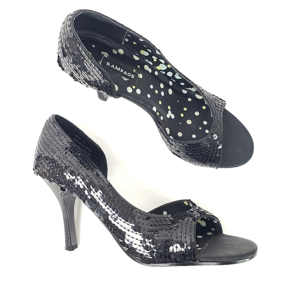 Rampage Shoes - Rampage JULIA Black Sequined Open Toe Heels